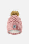 Winter Knit Hat With Pompom Pale Dusty Pink - J10XT5_06220