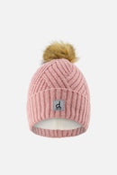Winter Knit Hat With Pompom Pale Dusty Pink - J10XT5_06220