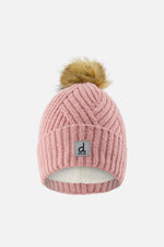 Winter Knit Hat With Pompom Pale Dusty Pink - J10XT5_06220