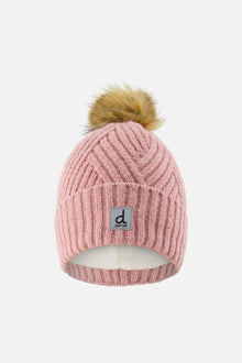 Winter Knit Hat With Pompom Pale Dusty Pink - J10XT5_06220