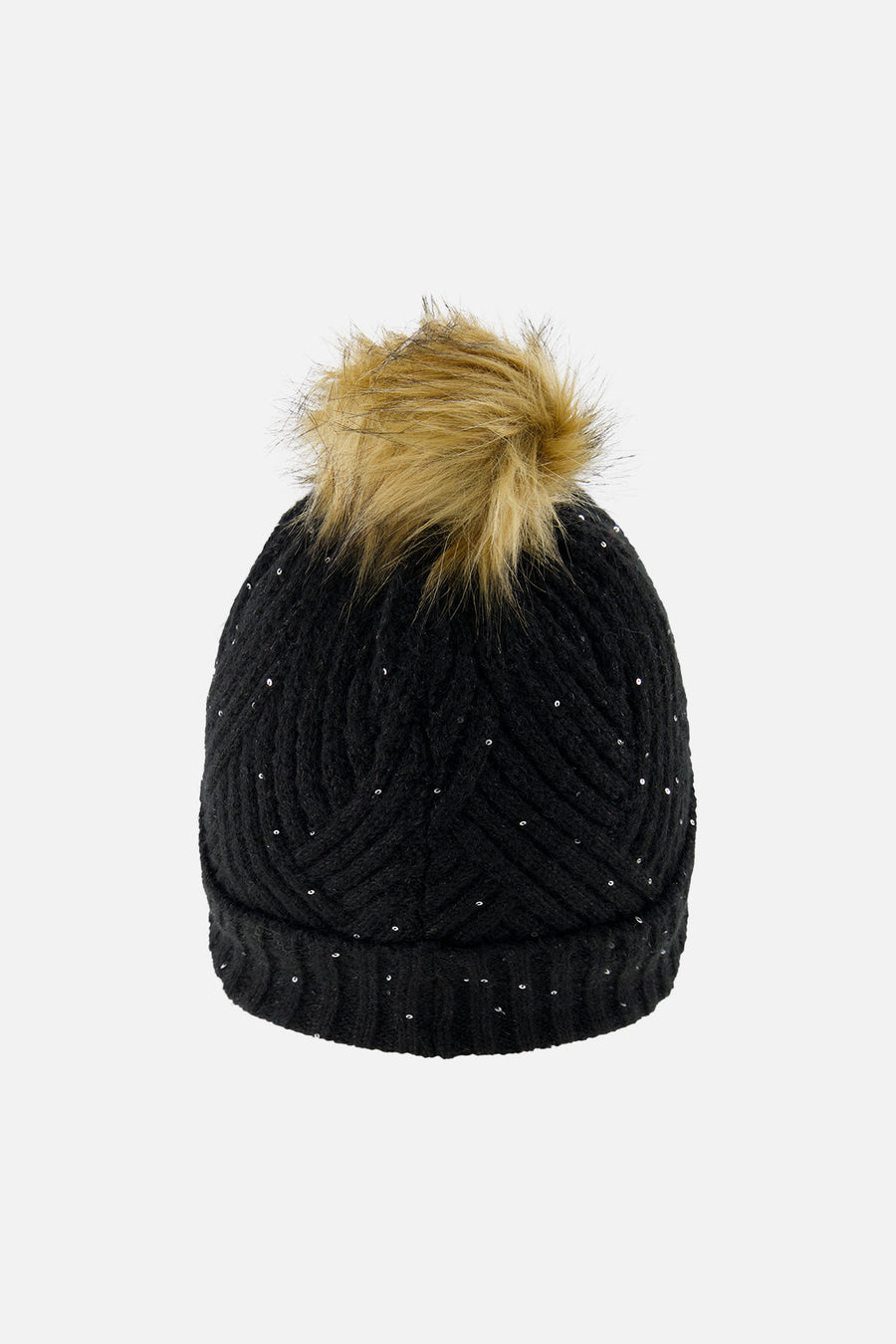 Winter Knit Hat With Pompom Black - J10XT5_09990