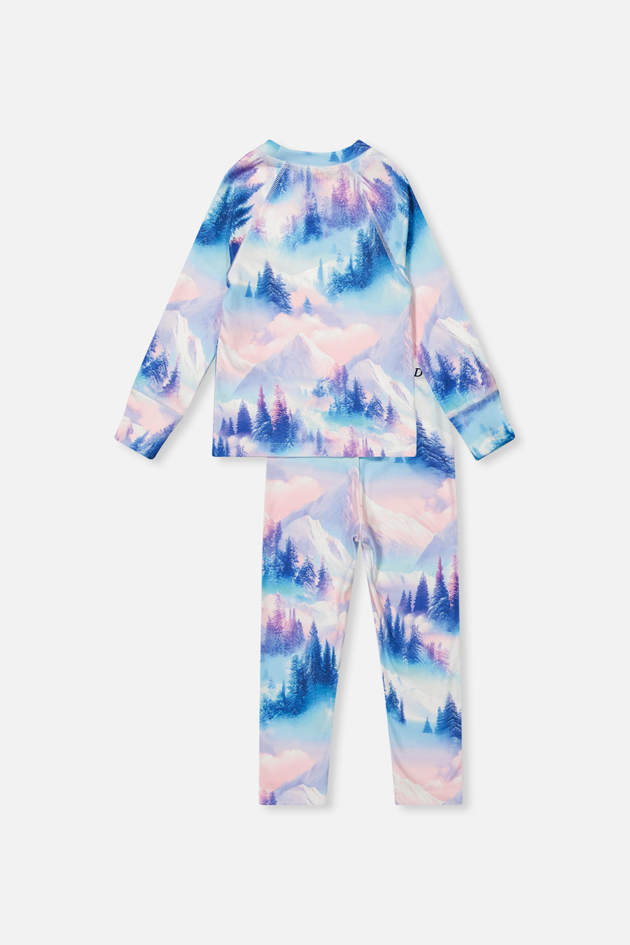 Zweiteilige Thermounterwäsche mit blau-rosa Bergmotiv