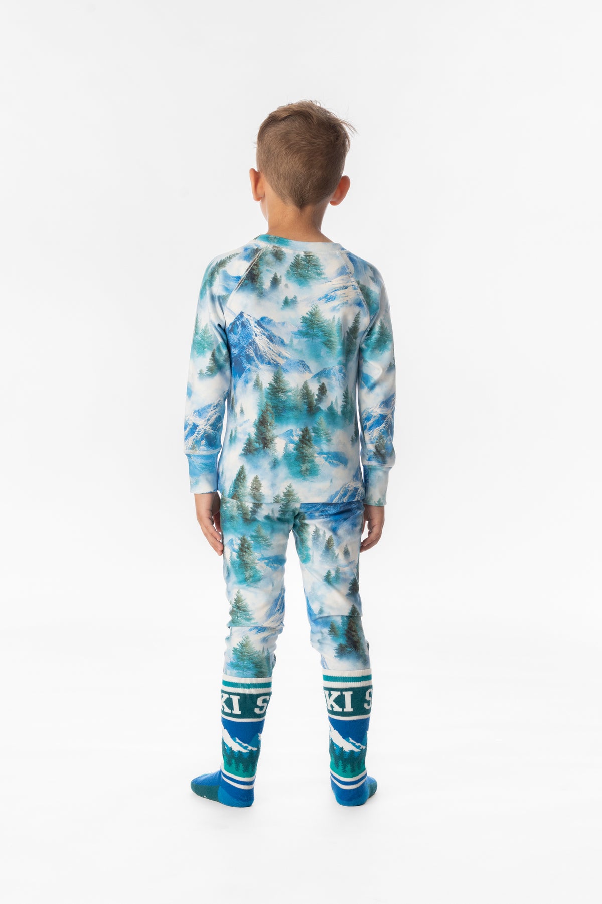 Two Piece Thermal Underwear Blue Mountain Print