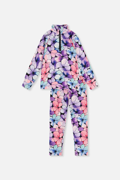 Two Piece Thermal Underwear Purple Floral Print - J10Y600_1J021