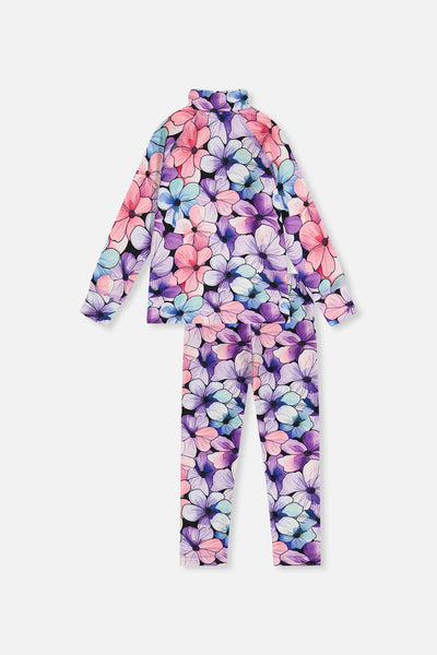 Two Piece Thermal Underwear Purple Floral Print - J10Y600_1J021