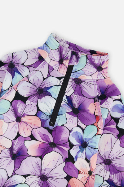 Two Piece Thermal Underwear Purple Floral Print - J10Y600_1J021
