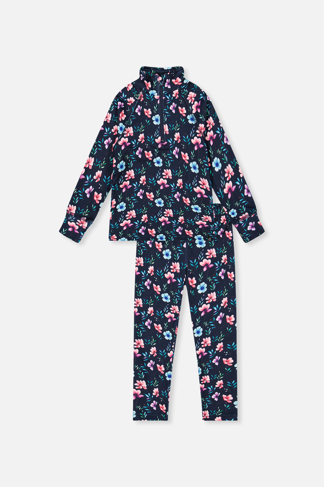 Two Piece Thermal Underwear Blue Floral Print - J10Y600_1J023
