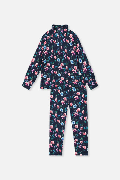 Two Piece Thermal Underwear Blue Floral Print - J10Y600_1J023