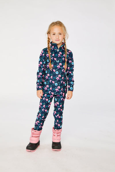 Two Piece Thermal Underwear Blue Floral Print - J10Y600_1J023