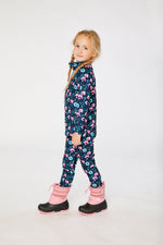 Two Piece Thermal Underwear Blue Floral Print - J10Y600_1J023