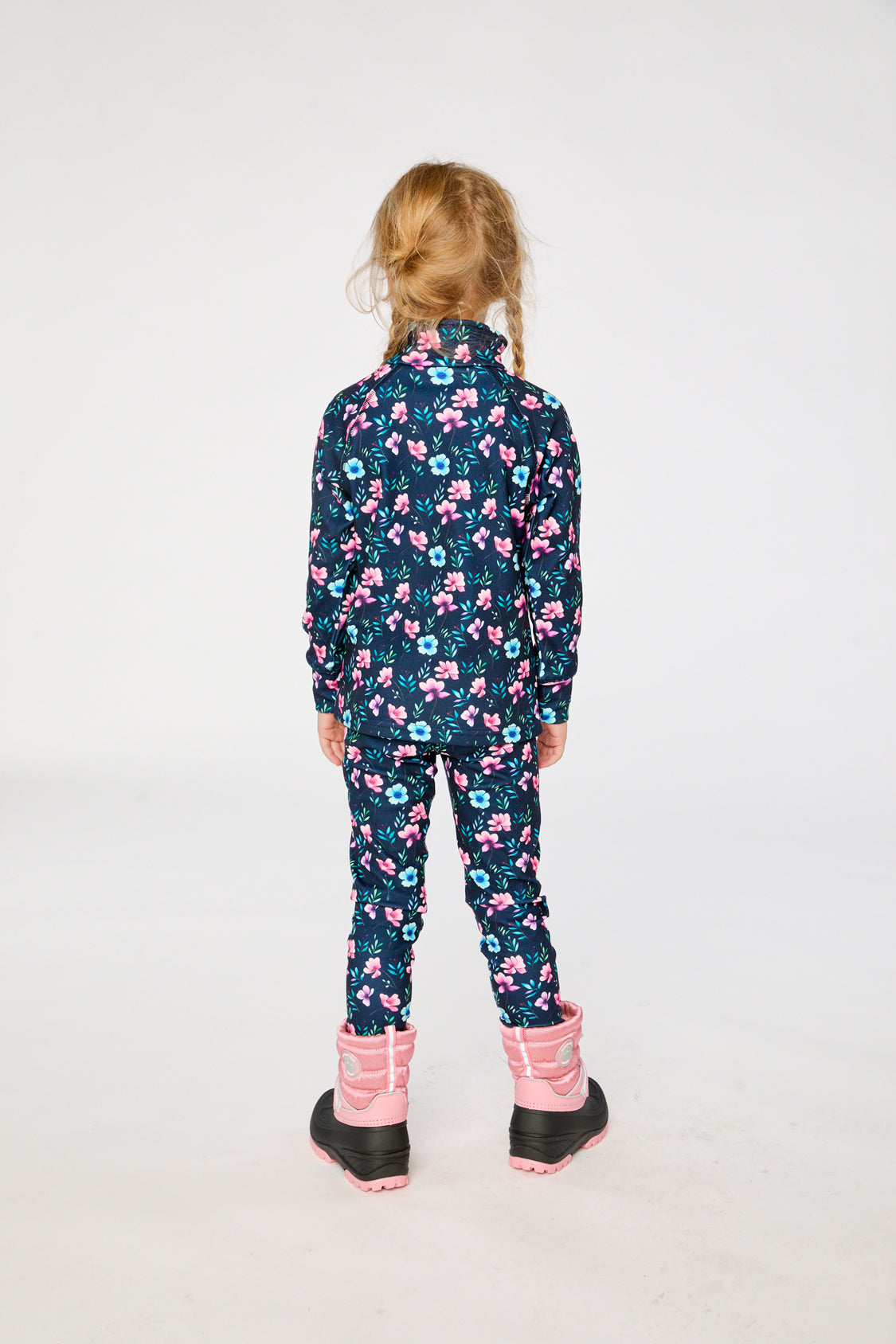 Two Piece Thermal Underwear Blue Floral Print - J10Y600_1J023