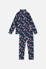 Two Piece Thermal Underwear Blue Floral Print - J10Y600_1J023