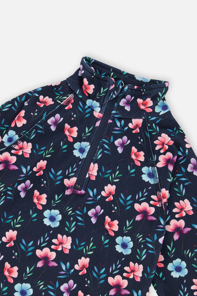 Two Piece Thermal Underwear Blue Floral Print - J10Y600_1J023