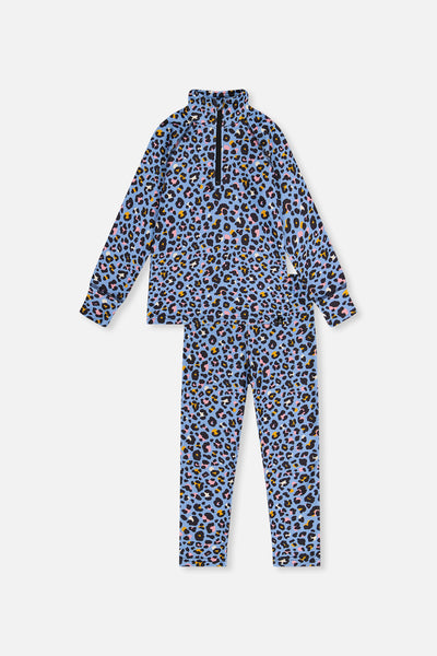 Two Piece Thermal Underwear Blue Leopard Print - J10Y600_1J027