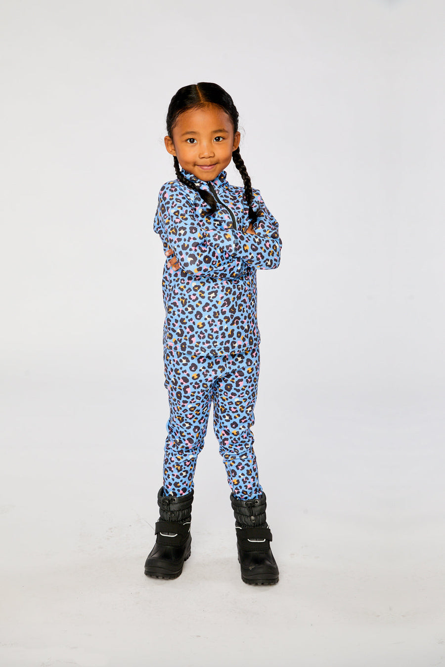 Two Piece Thermal Underwear Blue Leopard Print - J10Y600_1J027