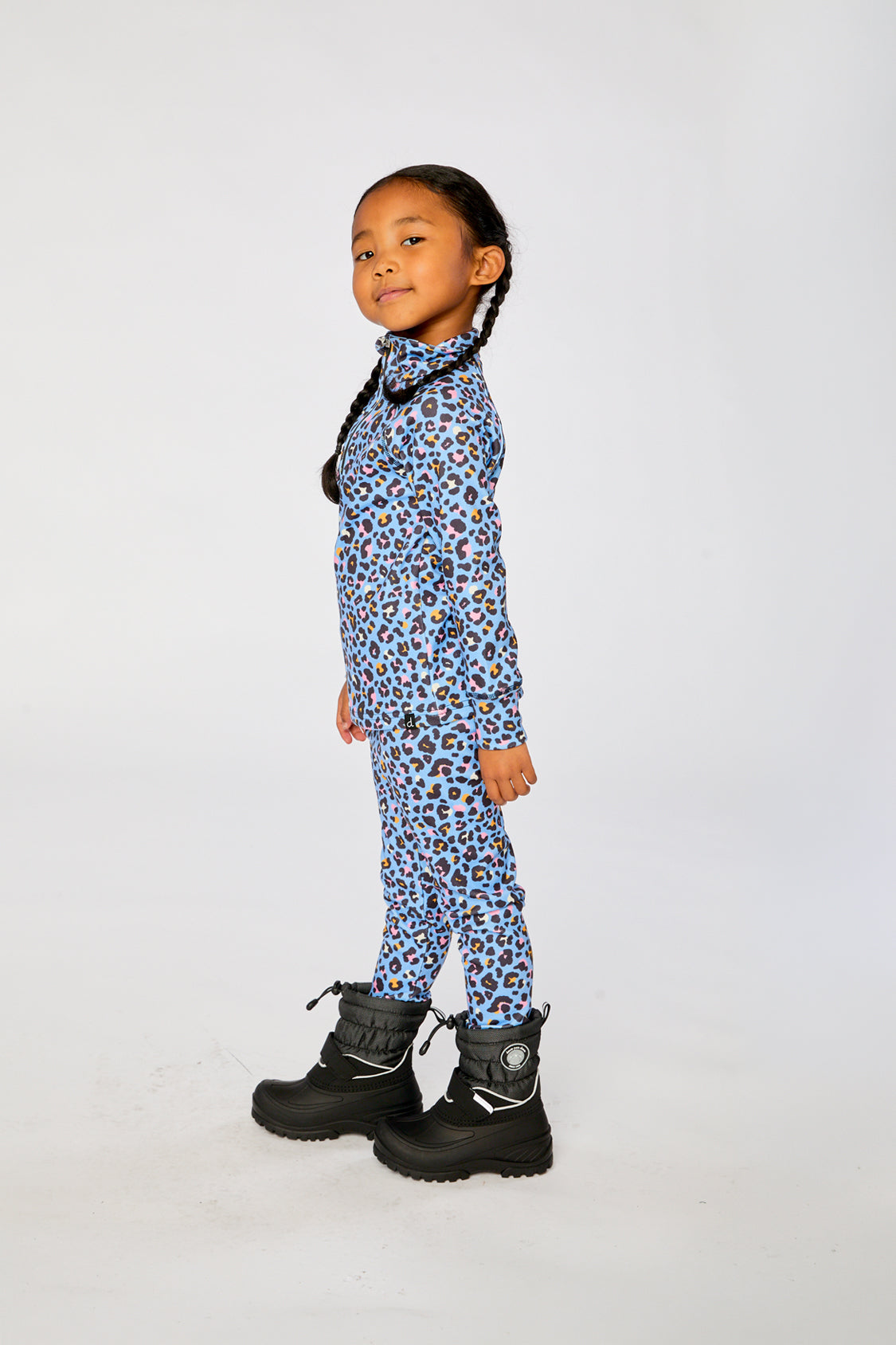 Two Piece Thermal Underwear Blue Leopard Print - J10Y600_1J027