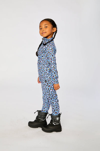 Two Piece Thermal Underwear Blue Leopard Print - J10Y600_1J027