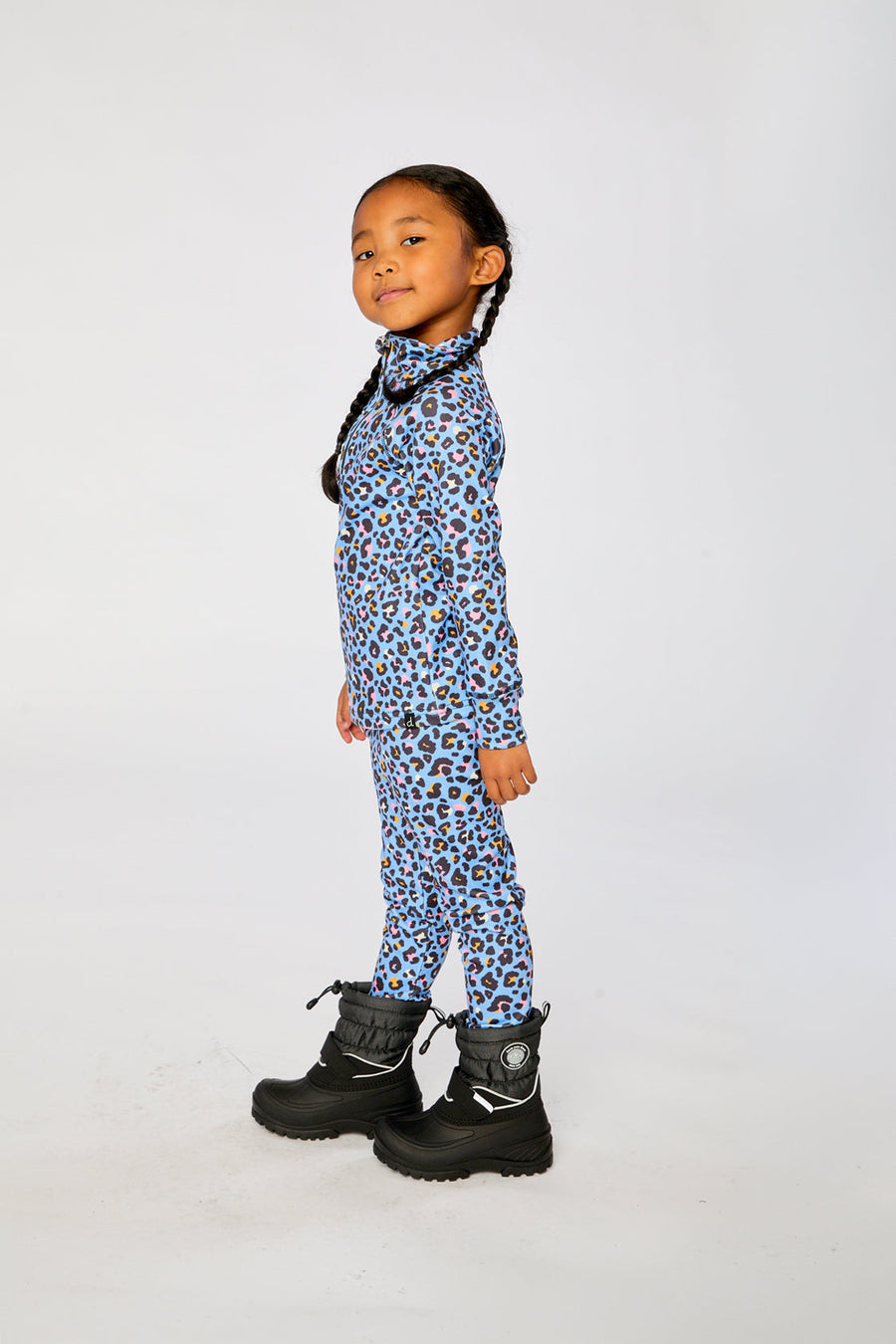 Two Piece Thermal Underwear Blue Leopard Print - J10Y600_1J027