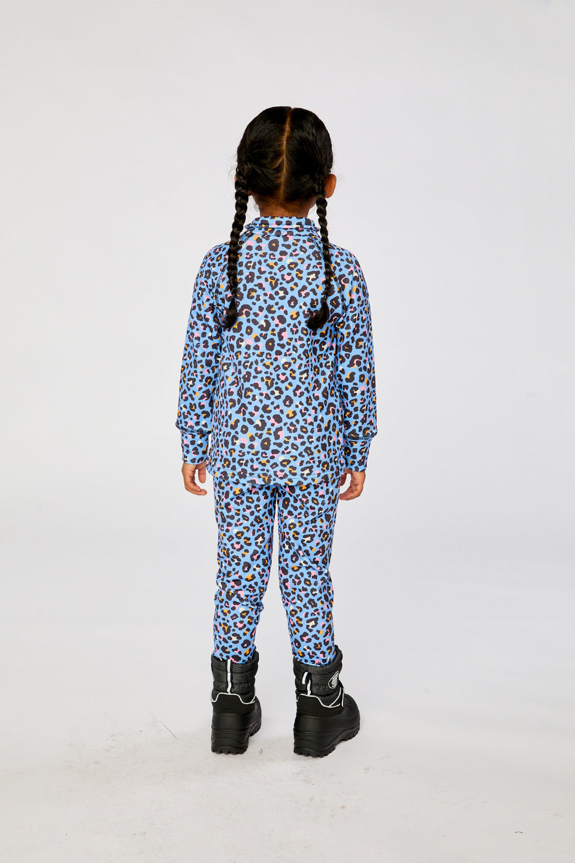 Two Piece Thermal Underwear Blue Leopard Print - J10Y600_1J027