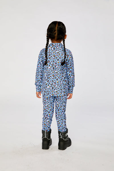Two Piece Thermal Underwear Blue Leopard Print - J10Y600_1J027