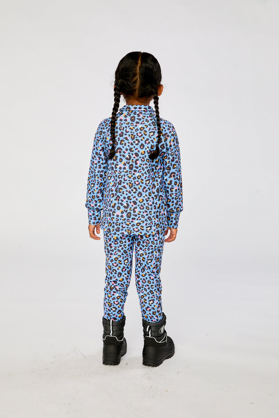Two Piece Thermal Underwear Blue Leopard Print - J10Y600_1J027