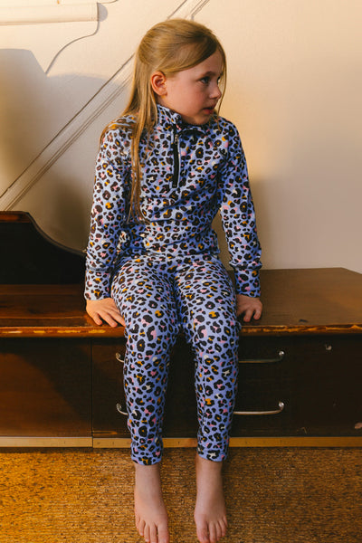 Two Piece Thermal Underwear Blue Leopard Print - J10Y600_1J027