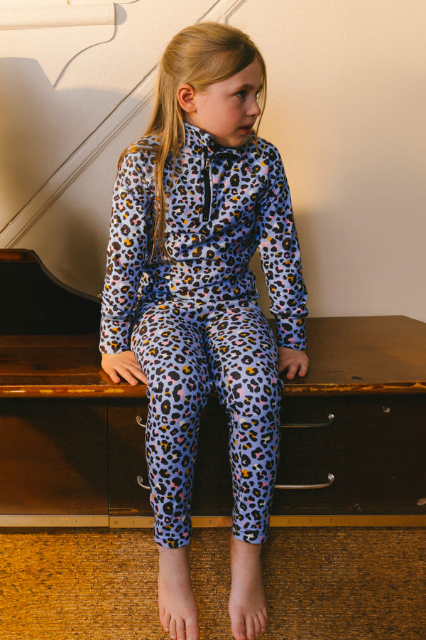 Two Piece Thermal Underwear Blue Leopard Print - J10Y600_1J027