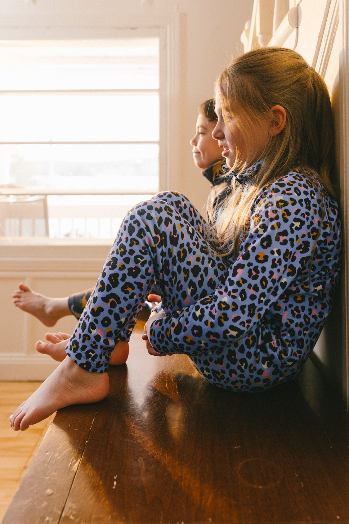 Two Piece Thermal Underwear Blue Leopard Print - J10Y600_1J027
