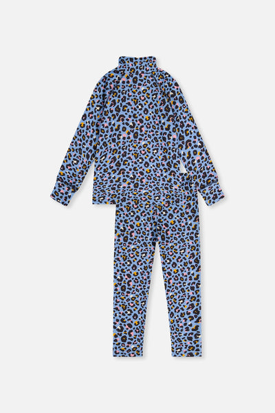 Two Piece Thermal Underwear Blue Leopard Print - J10Y600_1J027