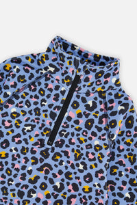 Two Piece Thermal Underwear Blue Leopard Print - J10Y600_1J027