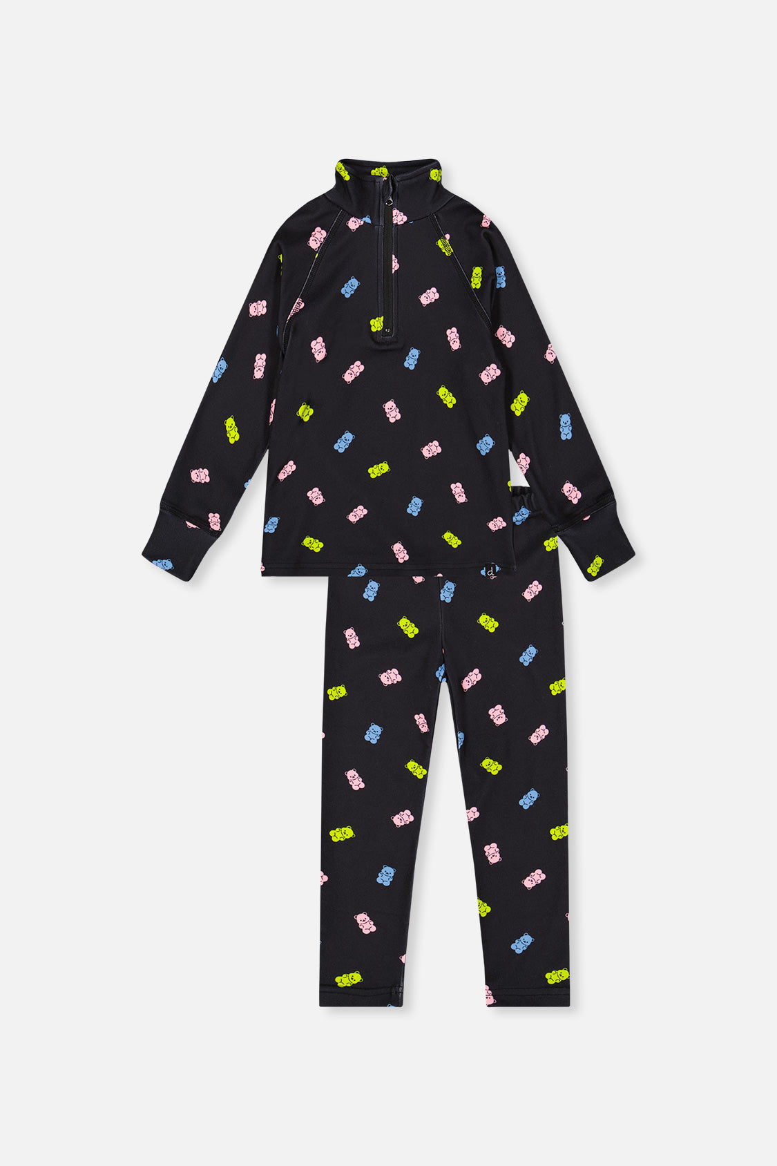 Two Piece Thermal Underwear Black Printed Gummy Bears - J10Y600_1J033