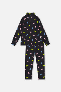 Two Piece Thermal Underwear Black Printed Gummy Bears - J10Y600_1J033