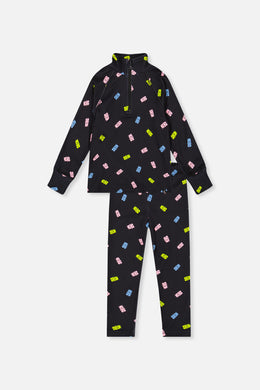 Two Piece Thermal Underwear Black Printed Gummy Bears - J10Y600_1J033