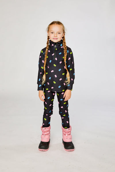Two Piece Thermal Underwear Black Printed Gummy Bears - J10Y600_1J033