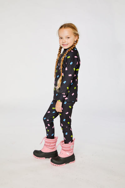 Two Piece Thermal Underwear Black Printed Gummy Bears - J10Y600_1J033