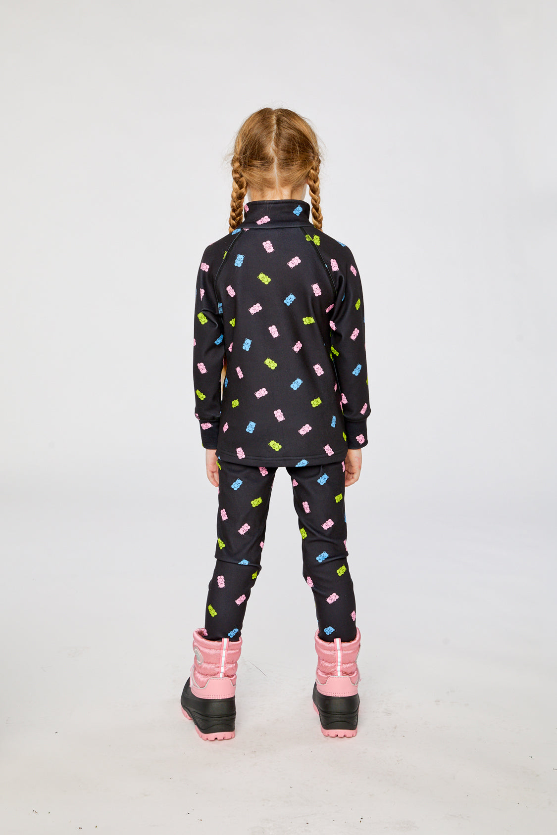 Two Piece Thermal Underwear Black Printed Gummy Bears - J10Y600_1J033