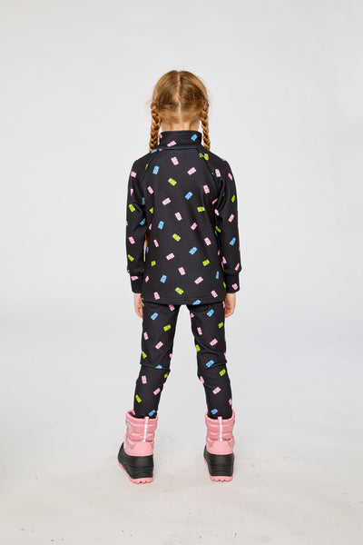 Two Piece Thermal Underwear Black Printed Gummy Bears - J10Y600_1J033