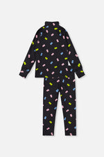 Two Piece Thermal Underwear Black Printed Gummy Bears - J10Y600_1J033