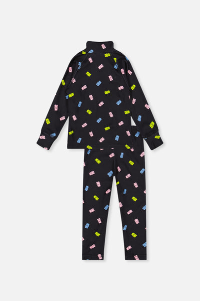 Two Piece Thermal Underwear Black Printed Gummy Bears - J10Y600_1J033