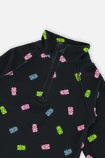 Two Piece Thermal Underwear Black Printed Gummy Bears - J10Y600_1J033