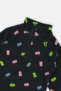 Two Piece Thermal Underwear Black Printed Gummy Bears - J10Y600_1J033