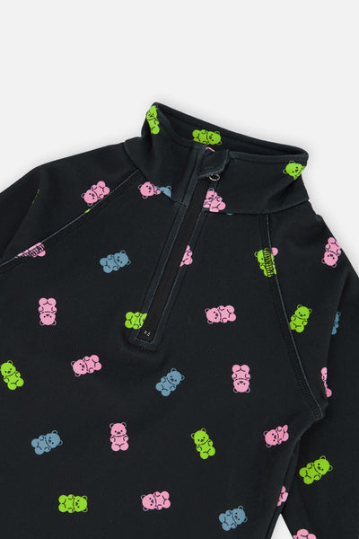 Two Piece Thermal Underwear Black Printed Gummy Bears - J10Y600_1J033