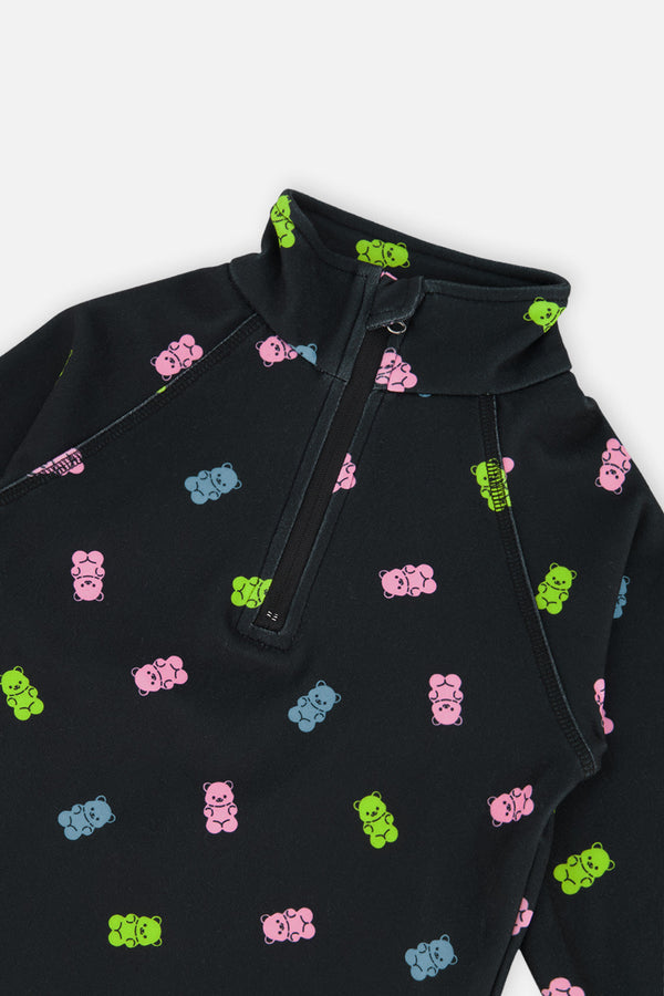 Two Piece Thermal Underwear Black Printed Gummy Bears - J10Y600_1J033