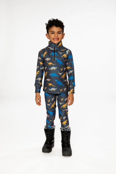 Two Piece Thermal Underwear Grey And Blue Dinosaur Print - J10Y600_1J057