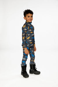 Two Piece Thermal Underwear Grey And Blue Dinosaur Print - J10Y600_1J057