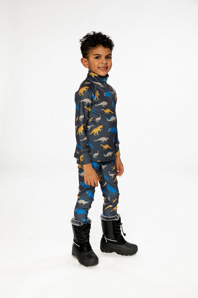 Two Piece Thermal Underwear Grey And Blue Dinosaur Print - J10Y600_1J057