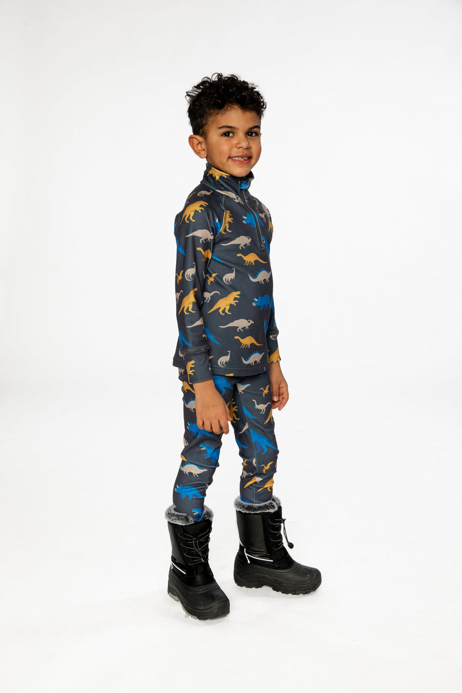 Two Piece Thermal Underwear Grey And Blue Dinosaur Print - J10Y600_1J057