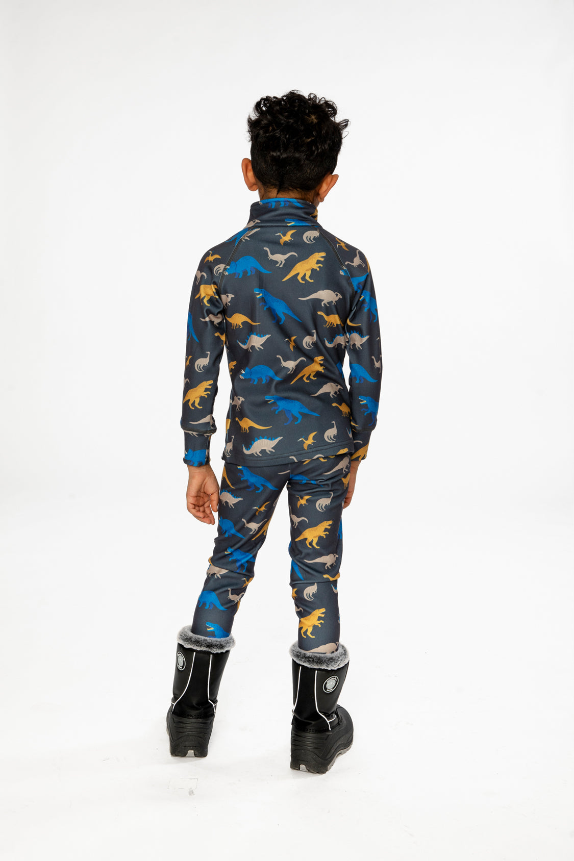 Two Piece Thermal Underwear Grey And Blue Dinosaur Print - J10Y600_1J057