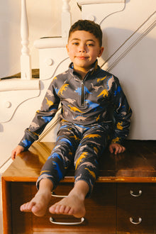 Two Piece Thermal Underwear Grey And Blue Dinosaur Print - J10Y600_1J057