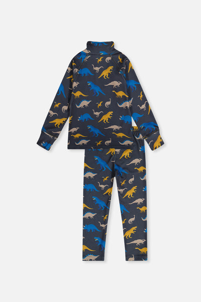 Two Piece Thermal Underwear Grey And Blue Dinosaur Print - J10Y600_1J057